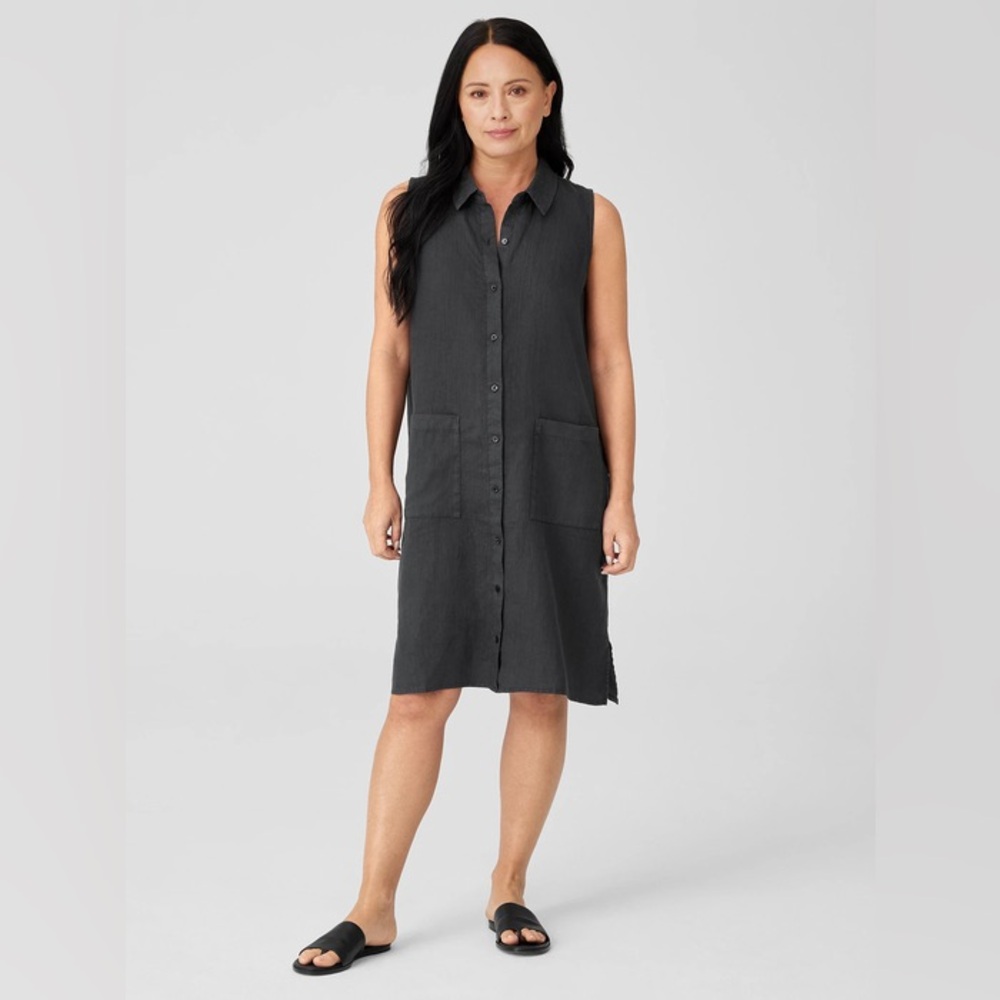 H&M Black Sleeveless Linen Utility Dress